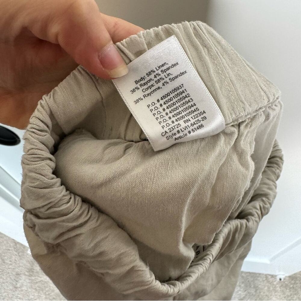 Aritzia Babaton Errol Pant Linen Blend Cream Crop Drawstring Pants Size XS - Picture 7 of 7